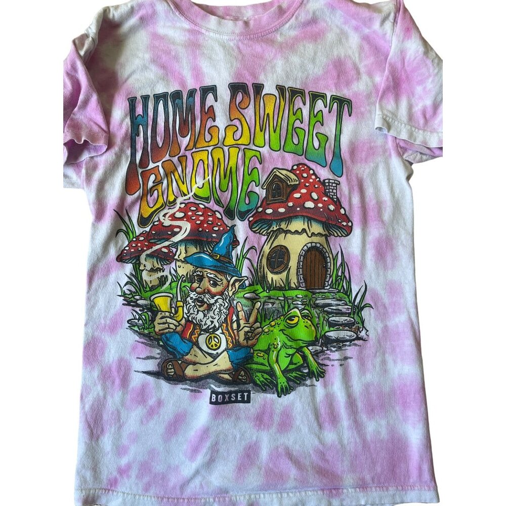 Boxset Home Sweet Gnome Shirt Womens Small Pink Graphic Cottage Fairy Boho